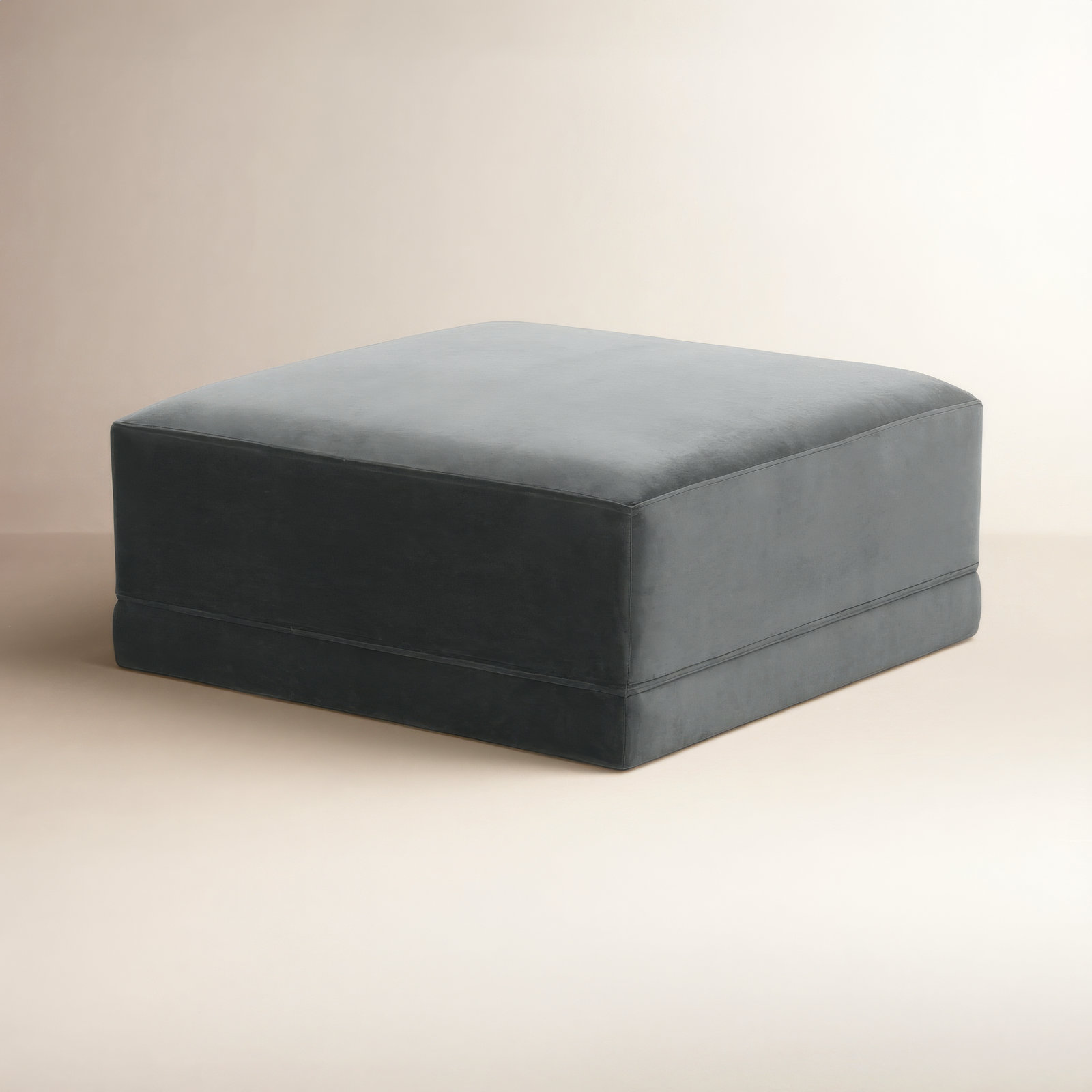 Deirdre Upholstered Velvet Ottoman, Charcoal Velvet