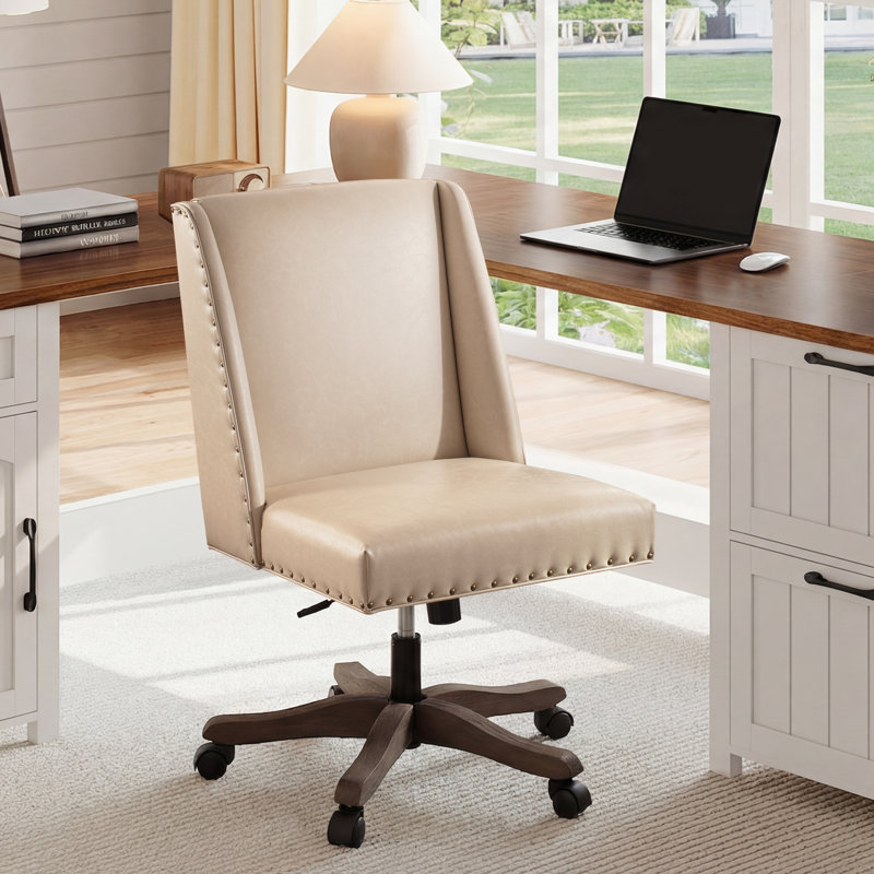 Task Chair, Soft Beige Faux Leather