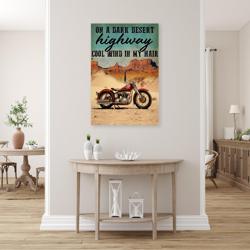 «Motor On A Dark Desert Highway», reproduction d'art graphique sur toile tendue, H 36 po x l 24 po x P 1,25 po