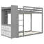Lit superposé simple avec 4 tiroirs de rangement, rail suspendu, bande lumineuse et tablettes intégrées et 2 panneaux perforés, gris, 3 couleurs disponibles-637360393