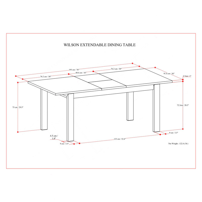Wilson 60-76 Inch X 36 Inch Rectangle Transitional Extendable Dining Table In Oak Veneer, Oak