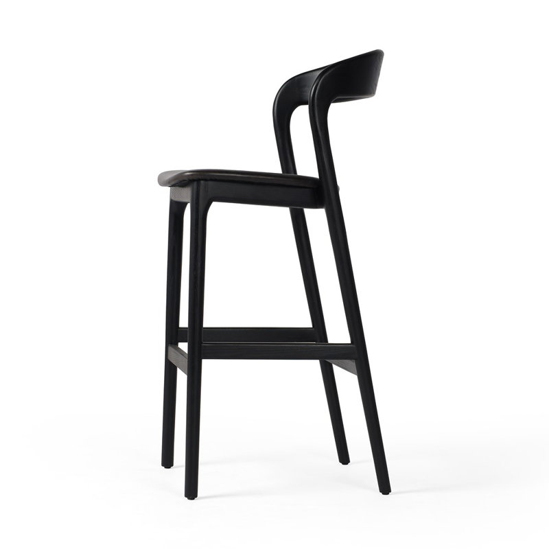 Amare Stool, Bar Stool (30.5" Seat Height), Sonoma Black Genuine Leather/Black