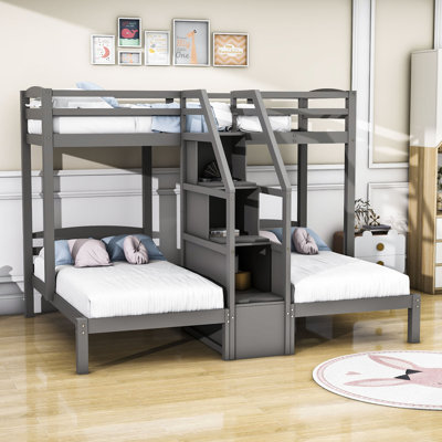 Evenny Kids Twin Over Twin Bunk Bed with Drawers