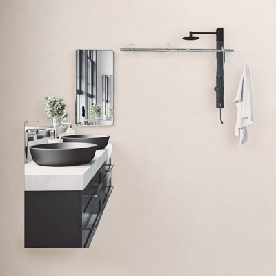 Porte de douche coulissante sans cadre avec verre transparent 3/8 po de l 56 à 60 po x H 76 po Elan E-Class