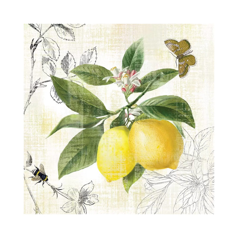 Linen Lemons I by Nan - Print on Canvas, Wrapped Canvas, 66.04 cm H x 66.04 cm W x 1.91 cm D