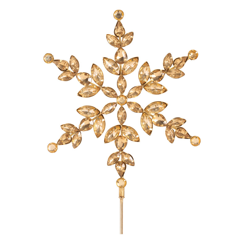 Jeweled Snowflake Stem, 18", Gold (Set of 2)