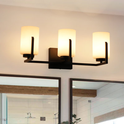 Applique murale 3 lumières pour salle de bain en verre opale classique
