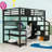 Full Metal Loft Bed With Light Strips, L-Shaped Desk, USB Ports And Storage Stairs-1108581301