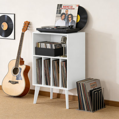 Mid-Century Turntable Stand, Vinyl Storage Cabinet With Solid Wood Legs, Holds 160 Albums, Record Player Display Shelf For Bedroom Or Living Room
