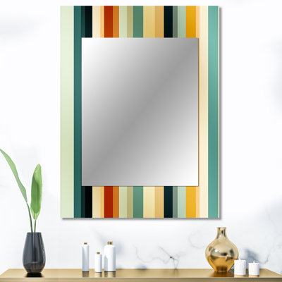 Kuzma beige et vert rayé harmonie - miroir mural décoratif rayé, grand miroir moderne, art imprimé en métal