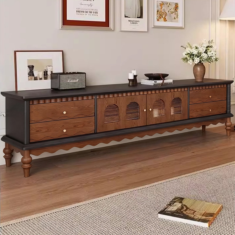 Meuble télé en bois de noyer rétro, H 22,05 po x L 78,74 po x l 15,75 po