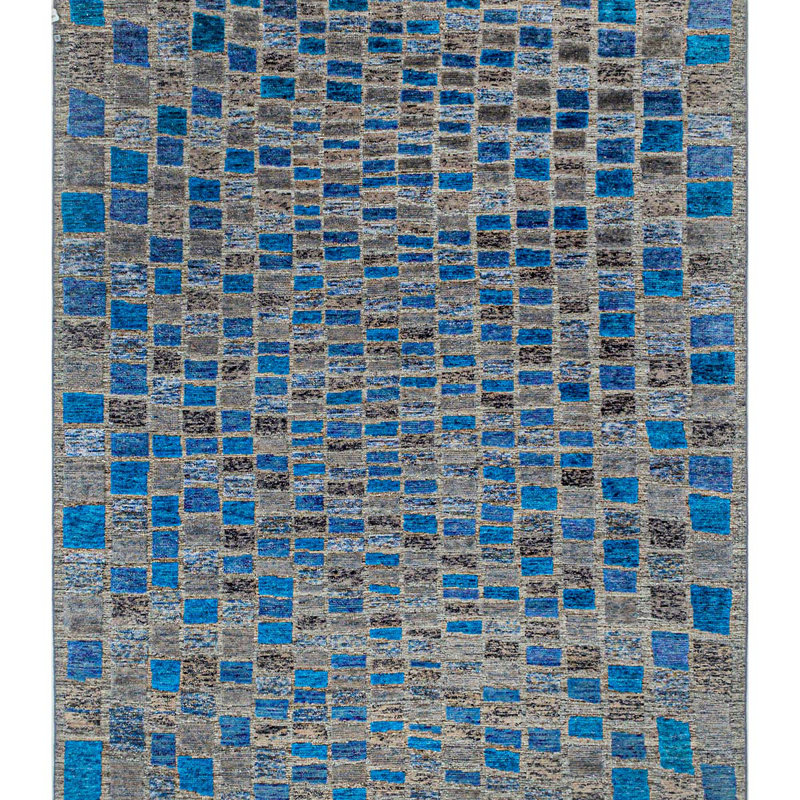 Hand Woven Wool Geometric Area Rug, Rectangle 8' x 10'