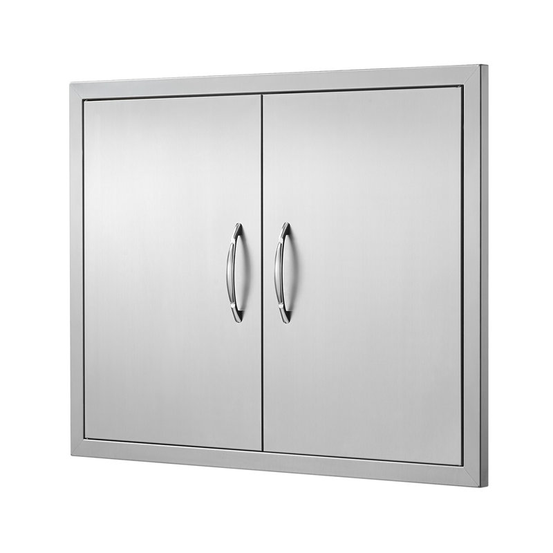 Double porte d'accès à la cuisine extérieure, armoire pour îlot de barbecue en acier inoxydable avec crochets et charnières réversibles