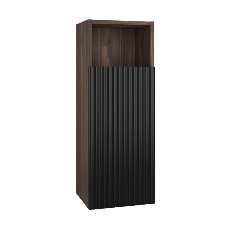 CC1014S110.309 Black & Walnut Bathroom Floating Side Cabinet, Wall-Mounted Storage Cabinet For Small Space, KD