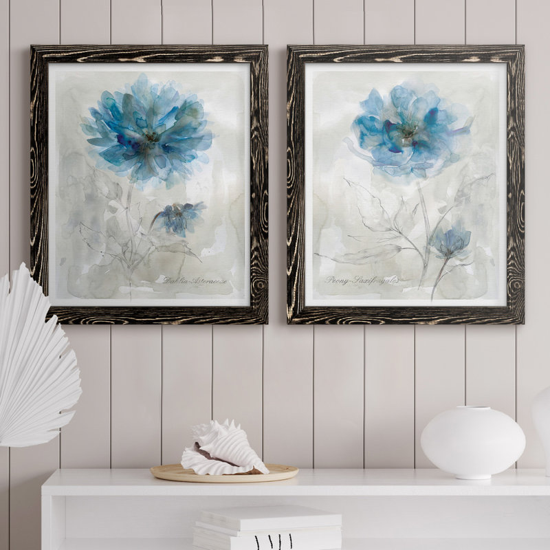 Dahlia - ensemble de 2 reproductions d'art, H 31,5 po x l 47 po x P 1,5 po, Pas de tapis, H 20 po x l 17 po x P 1 po