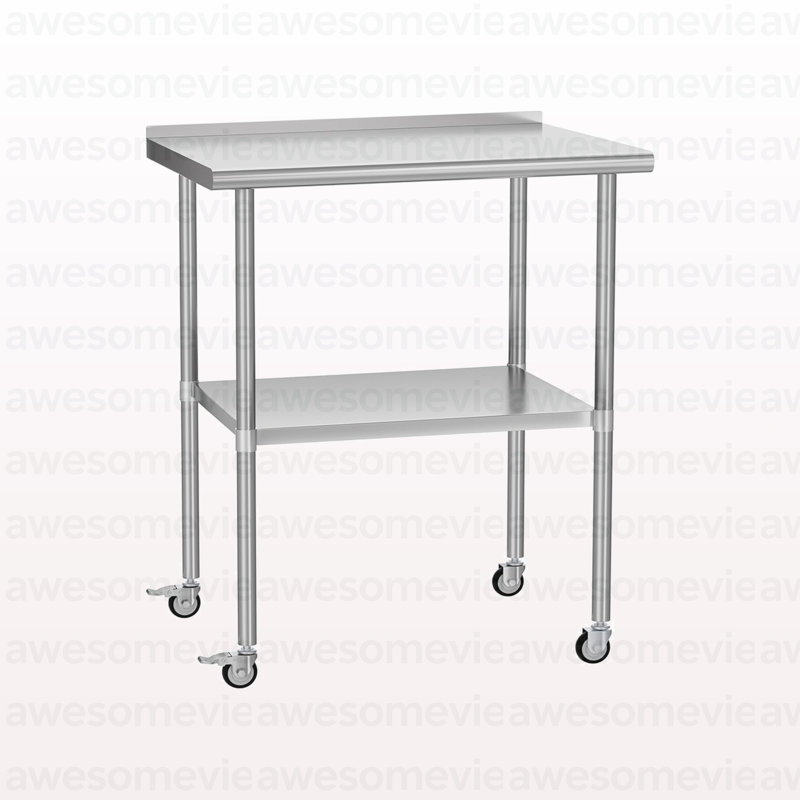 Table de travail en acier inoxydable 30 po x 30 po Table de travail en métal avec tablettes à dossier réglable pour la cuisine, l'extérieur, le restaurant, l'hôtel et le garage
