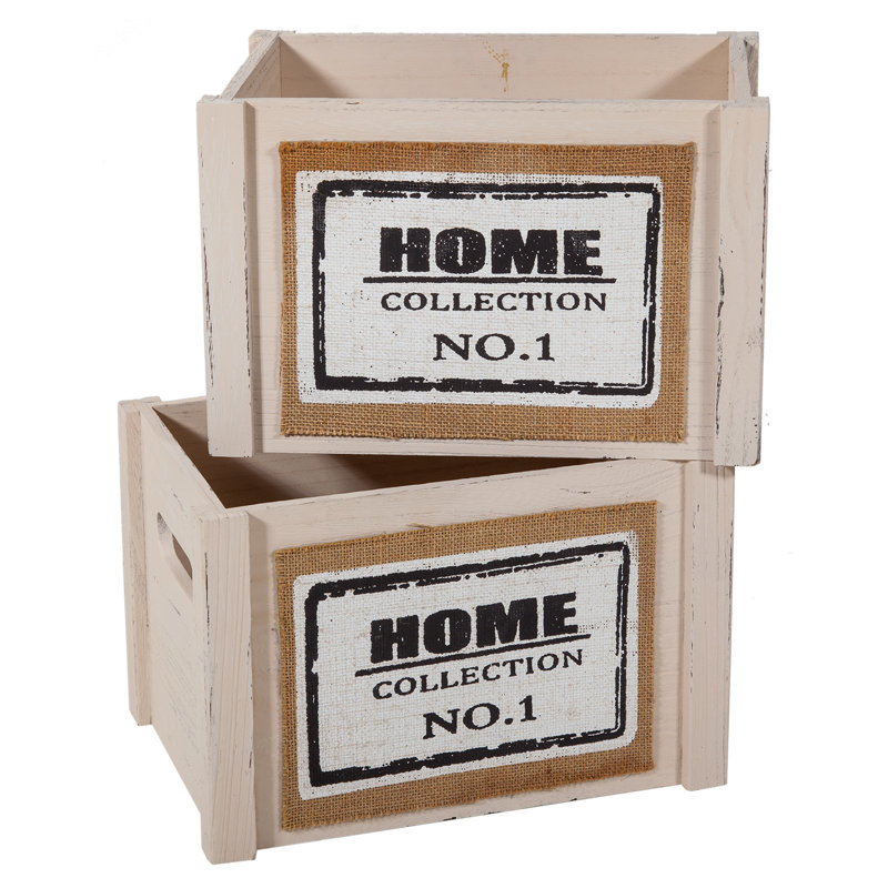 Wood Laundry Set with Handles, Beige