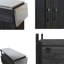 Îlot de cuisine pliable 60,6 po avec plateau en acier inoxydable - Chariot de préparation de barbecue mobile avec armoire de rangement et porte-serviettes - Cadre en bois massif - Noir-361010559