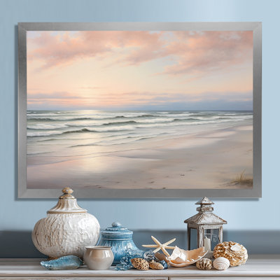 Beach Serenity Gentle Pink Pastel Sunrise - Coastal Beach Canvas Print