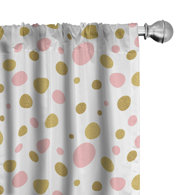 Polka Dots Semi-Sheer Rod Pocket Curtain Panels, 28" x 84"