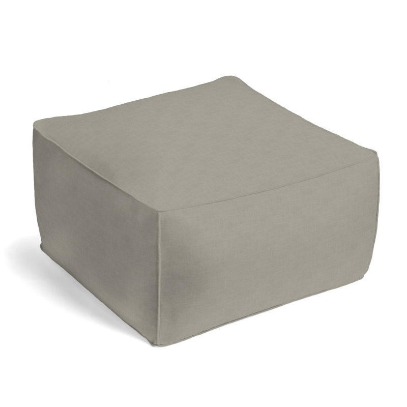 Upholstered Pouf, Stone Linen Blend/Rayon/Viscose