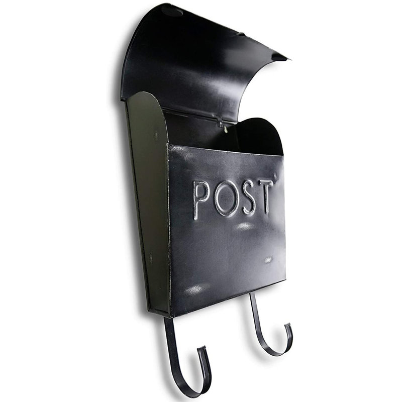 Boîte aux lettres murale poteau Euro, Rustique / Noir, H 12,8 po x l 11 po x P 4,2 po