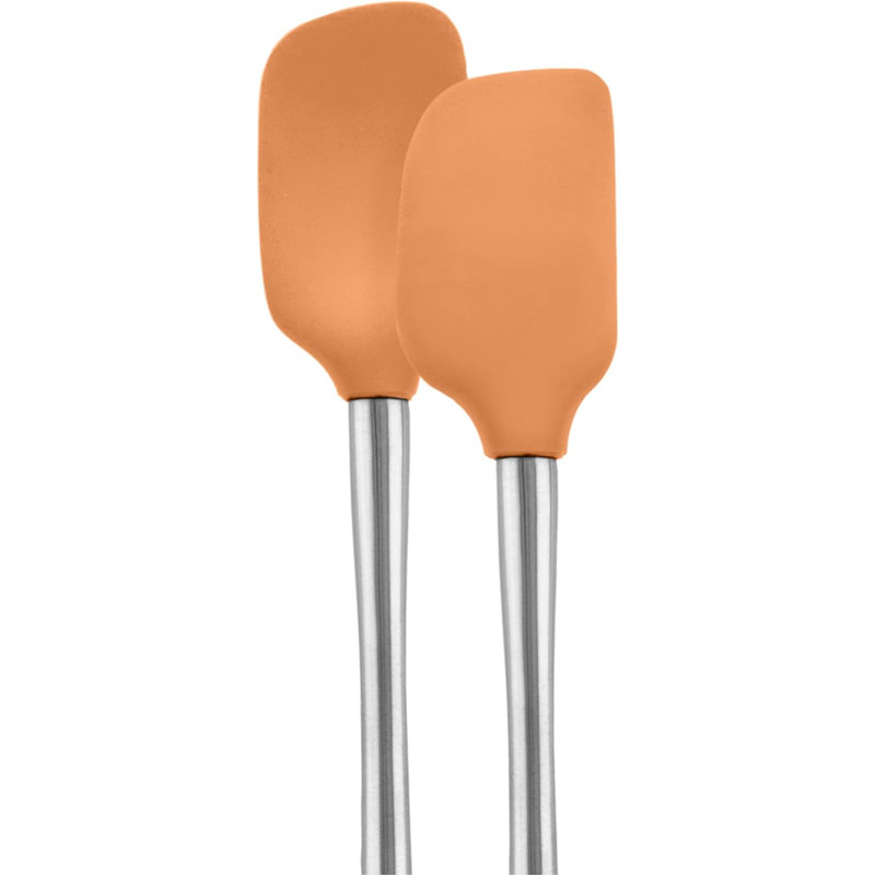 Ensemble de 2 petites spatules et cuillères en silicone Tovolo Flex-Core avec poignées en acier inoxydable, Abricot