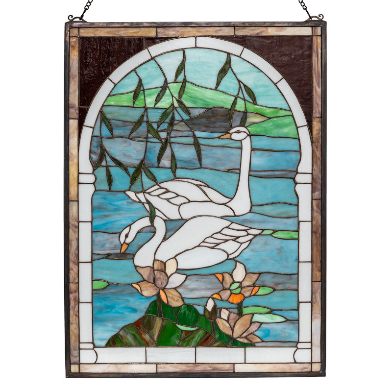 Tiffany Swans Stained Glass Window