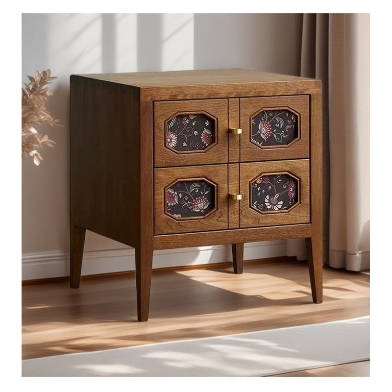 Table de chevet en bois de style traditionnel avec tiroirs de rangement convenant à la chambre à coucher