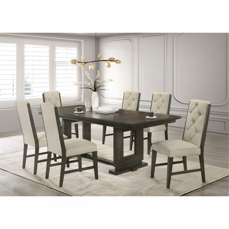 Table de salle à manger rectangulaire extensible 18 po, 7 pièces : table, 6 chaises