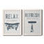 Palm Bath I - Ensemble de 2 encadrements d'art textuel sur toile-779011589-779011590