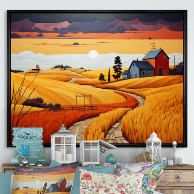 «Bentlea Yellow Barn Minimalsim Landscape II», reproduction sur toile
