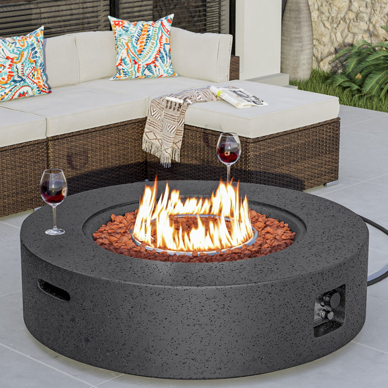Borgia Concrete Propane Fire Pit Table, Stone Gray