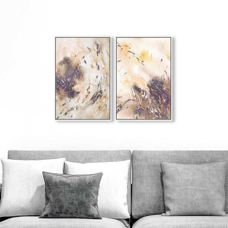 Floating Autumn Set Set by Oliver Gal, 50"H x 34"W, White Floater Frame