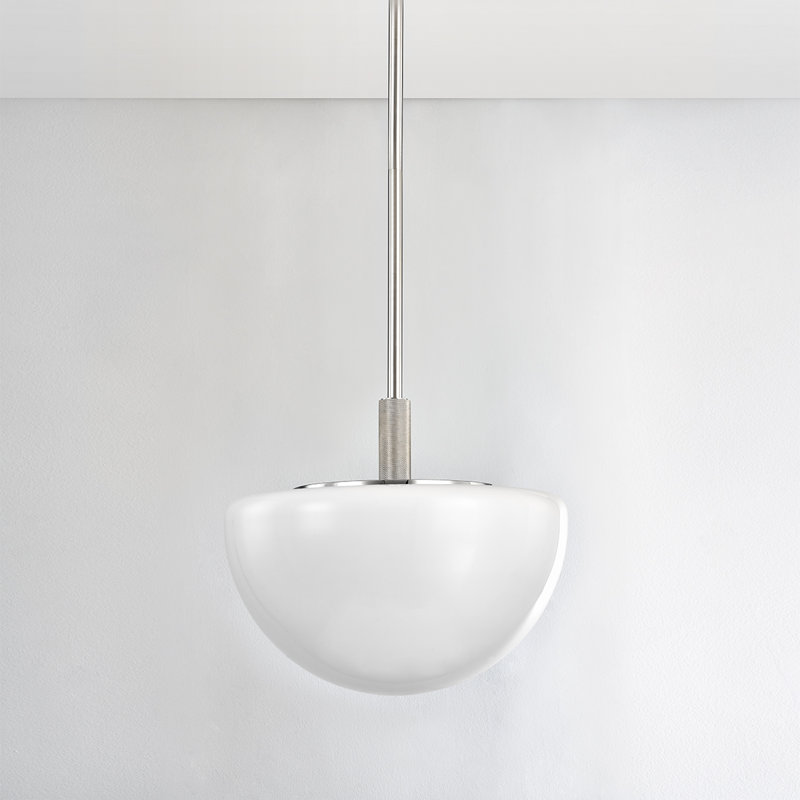 LETHBRIDGE 1 LIGHT PENDANT, 22" H x 19" W x 19" D, Polished Nickel