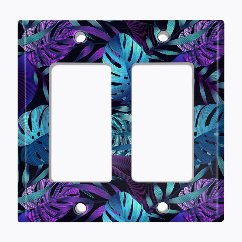 Plaque de prise de courant en métal (Jungle Leaves - Double Rocker)
