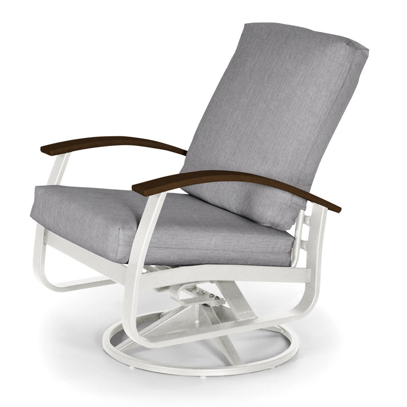 Chaise de patio pivotante avec coussin Askar, Toile granit Sunbrella®, Kona P10, Neige texturée