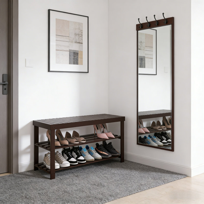 Premium Wooden Shoe Cabinet For Home, Brown