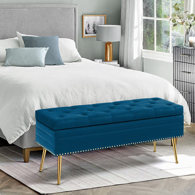 Banc de rangement en velours Carrielynn