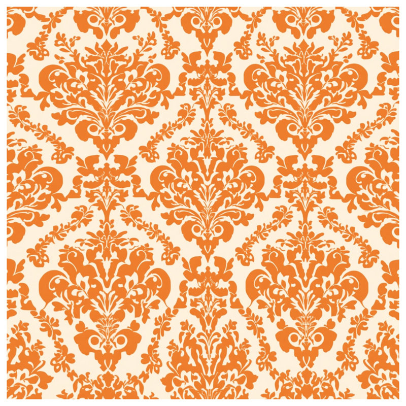 Housses de couette orange à motif damassé, King