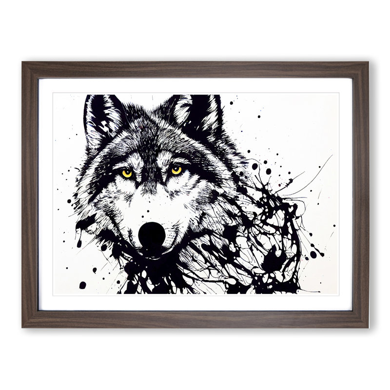 Arty Wolf - Single Picture Frame Print, 25cm H x 34cm W, Walnut