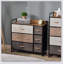 Commode 7 tiroirs, tiroirs en tissu, rangement à 3 niveaux pour le vestibule de la chambre à coucher, unité de tour avec plateau en bois, érable