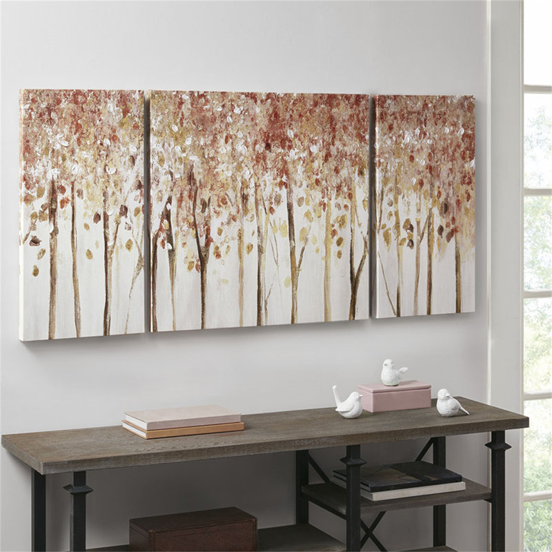 Autumn Forest Hand-Textured Canvas Art Set of 3
