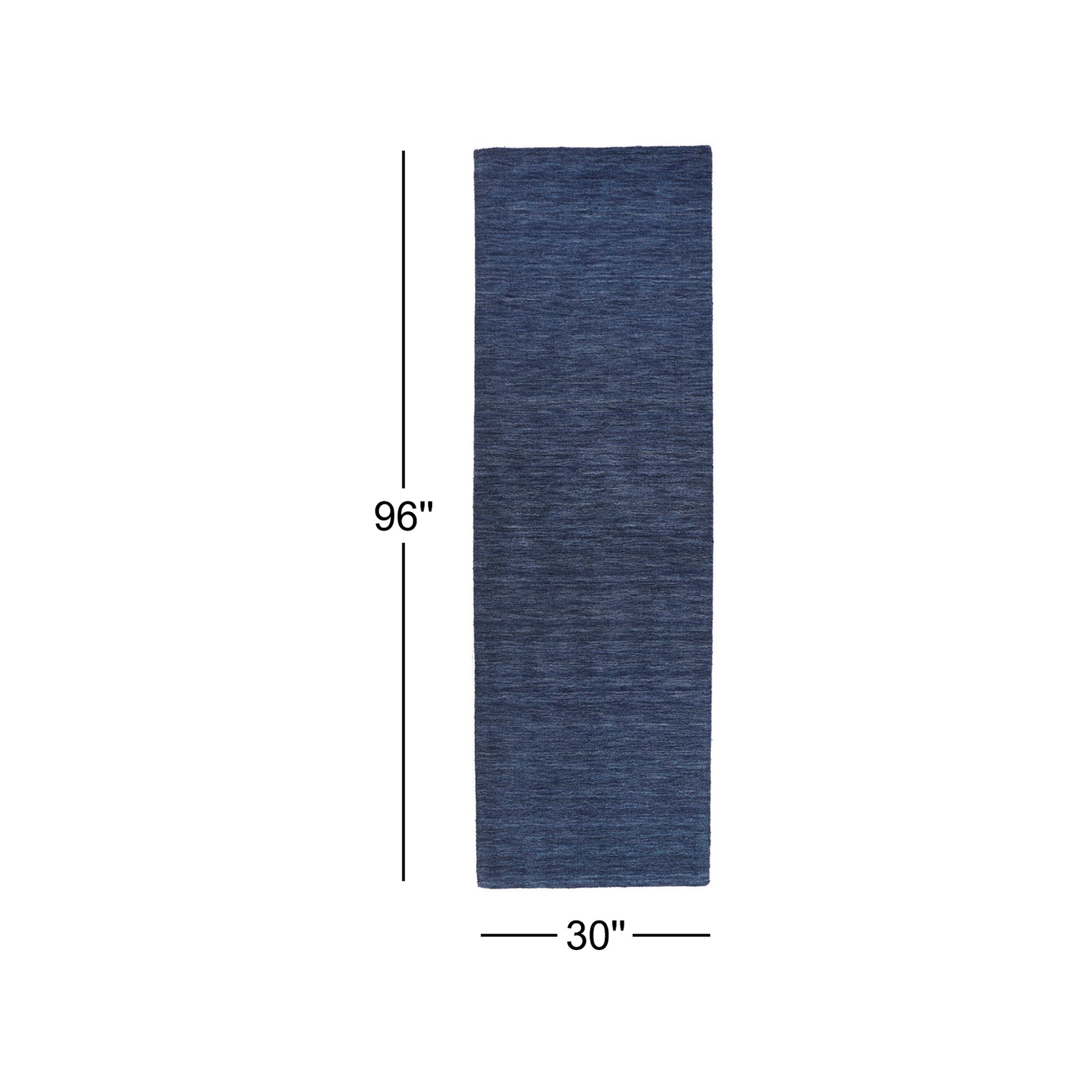 Kaden Handmade Wool Blue Rug, Blue, Runner 2'6" x 8'