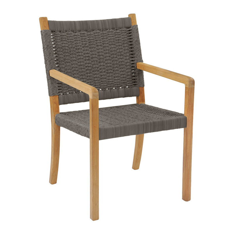 Hudson Teak Patio Dining Armchair, Charcoal Lace