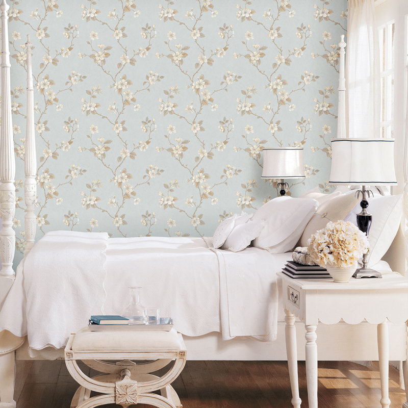 Palazzo 2 Dogwood Floral Wallpaper Roll, Light Blue/Brown