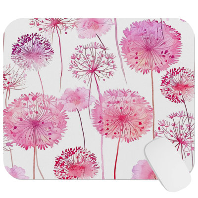 Botanical Pink Dandelions XII Modern Gaming Cute Office Laptop Desk Pad Gift Mat Square Rectangle Non-Slip Mousepad