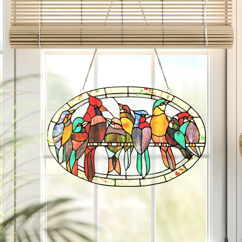 Panneau de fenêtre ovale en verre tiffany