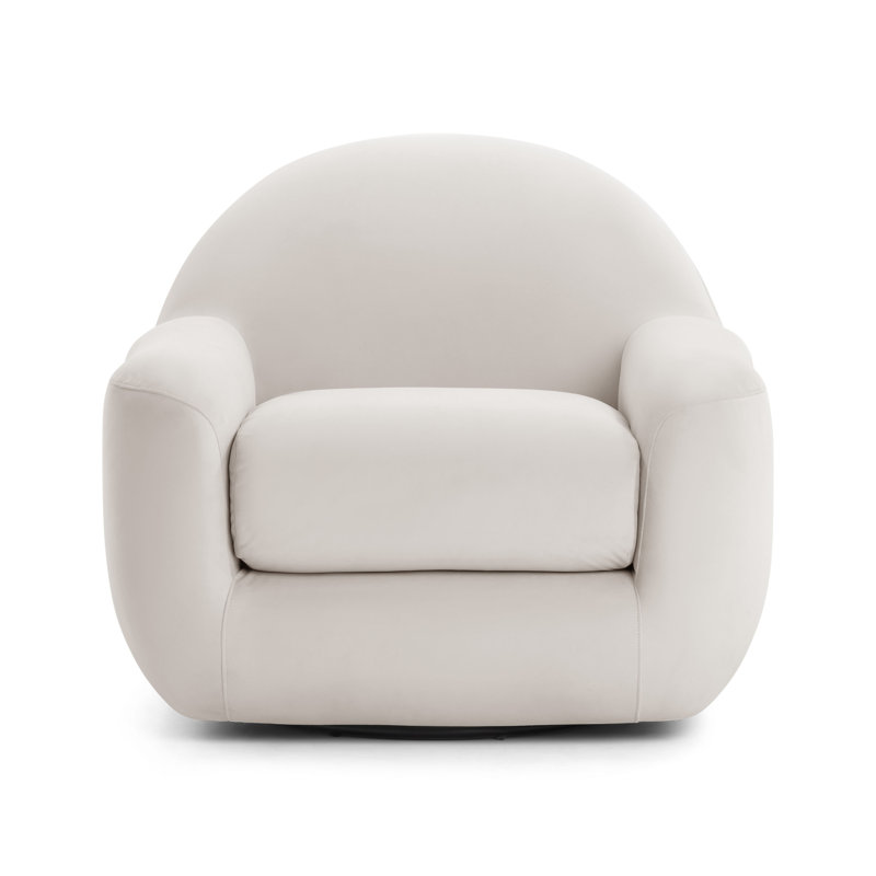 Chaise pivotante en velours crème Tiago, Crème, crème