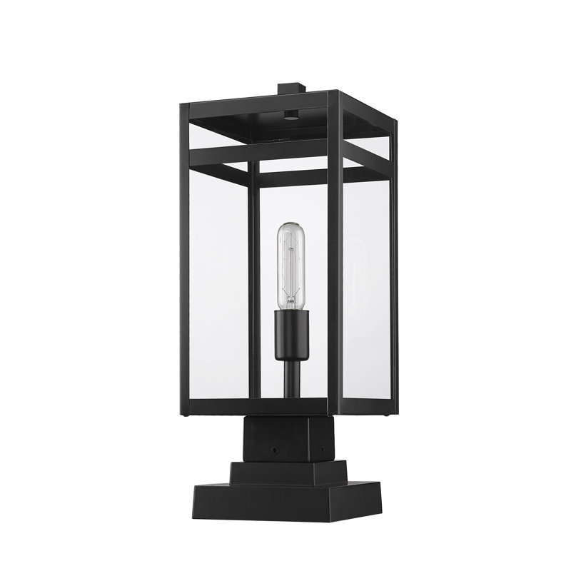Luminaire à fixation sur mât câblé noir à 1 lumière Sylmar, H 19,5 po x l 7,5 po x P 7,5 po
